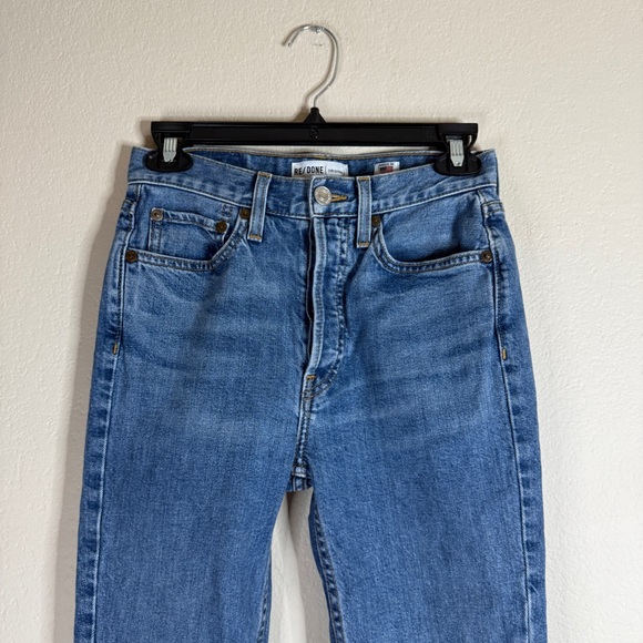 RE/DONE medium wash blue High Rise Ankle Crop jeans SIZE 25 - Picture 2 of 6